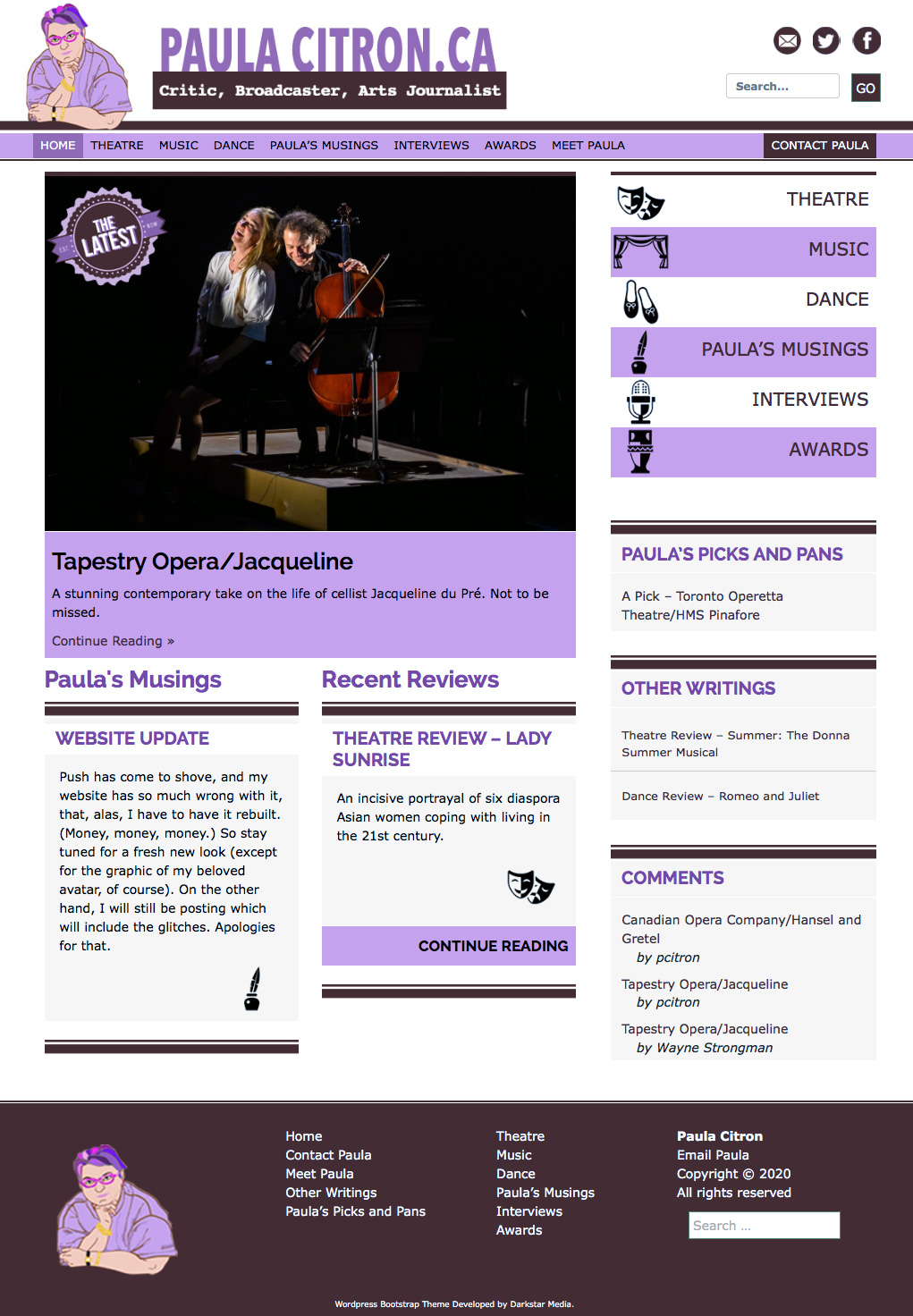 Paula Citron website design, WordPress Blog